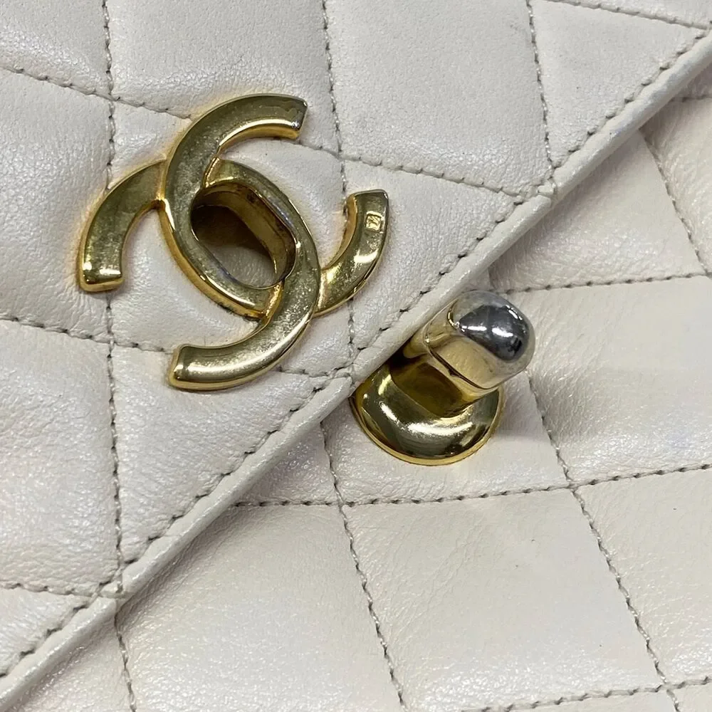 Chanel Matelasse Shoulder Bag Cream Gold